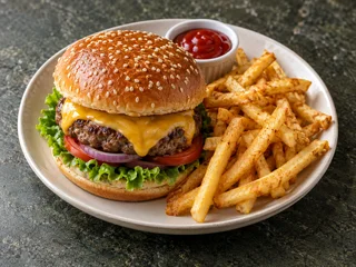 Cheeseburger with French Fries