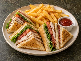 Club Sandwich with French Fries