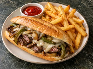 Steak Sandwich with French Fries