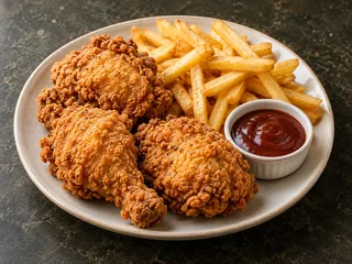Crispy Chicken with Fries and Sauce