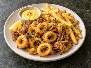 Calamari Fritti with Fries and Saffron Aioli